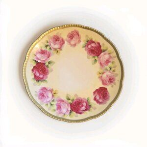 Antique Royal Rudolstadt Prussia "B" Hand Painted Pink Roses 7 3/4" Plate